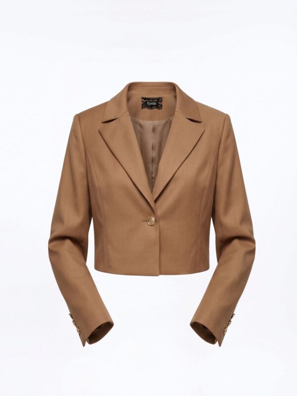 Marynarka krótka camel – elegancki fason damski