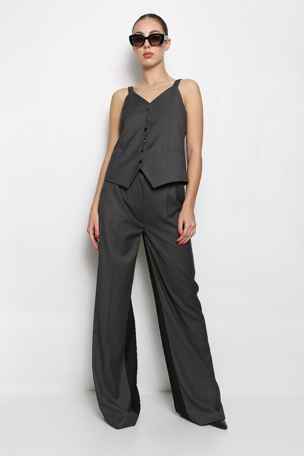 KAMIZELKA W KOLORZE SZARYM NA CIENKICH RAMIĄCZKACH