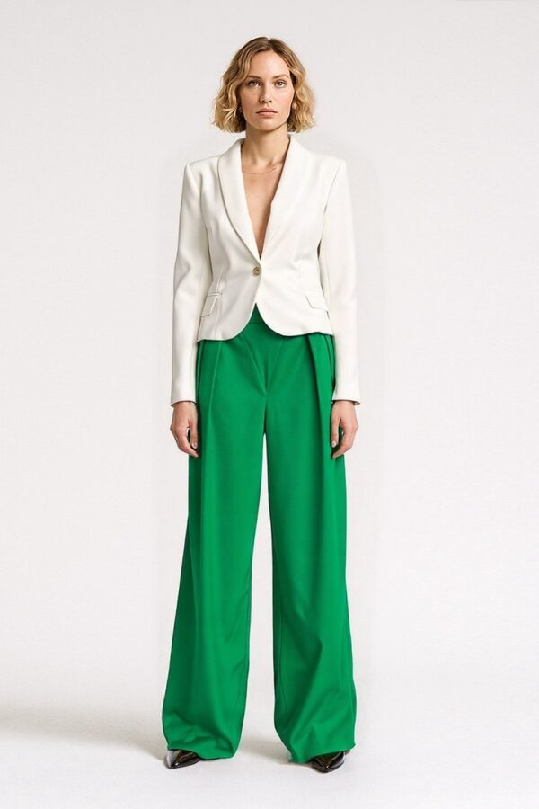 ZIELONE GARNITUROWE SPODNIE