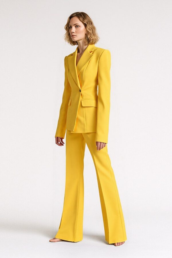 ŻÓŁTE GARNITUROWE SPODNIE