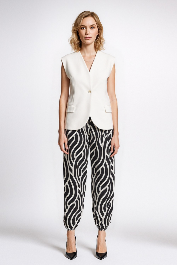 SPODNIE ALLADYNKI W PRINT CZARNO BIAŁY