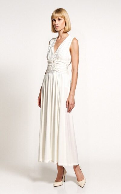 SUKIENKA MARSZCZONA BIAŁA