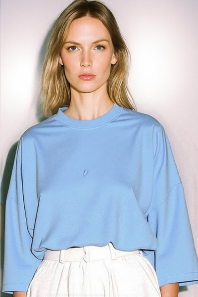 T-SHIRT OVERSIZE BŁĘKITNY