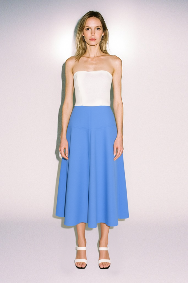 SPÓDNICA MIDI BŁĘKITNA