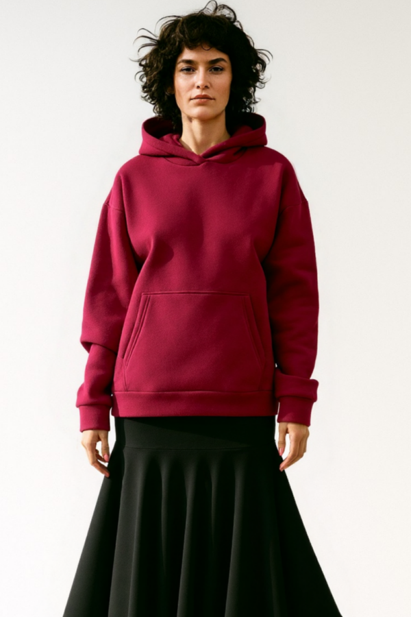 BORDOWA BLUZA Z KAPTUREM