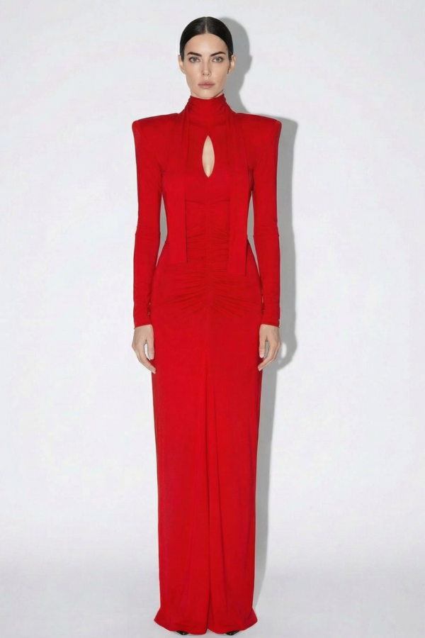 SUKIENKA MAXI MARSZCZONA CZERWONA