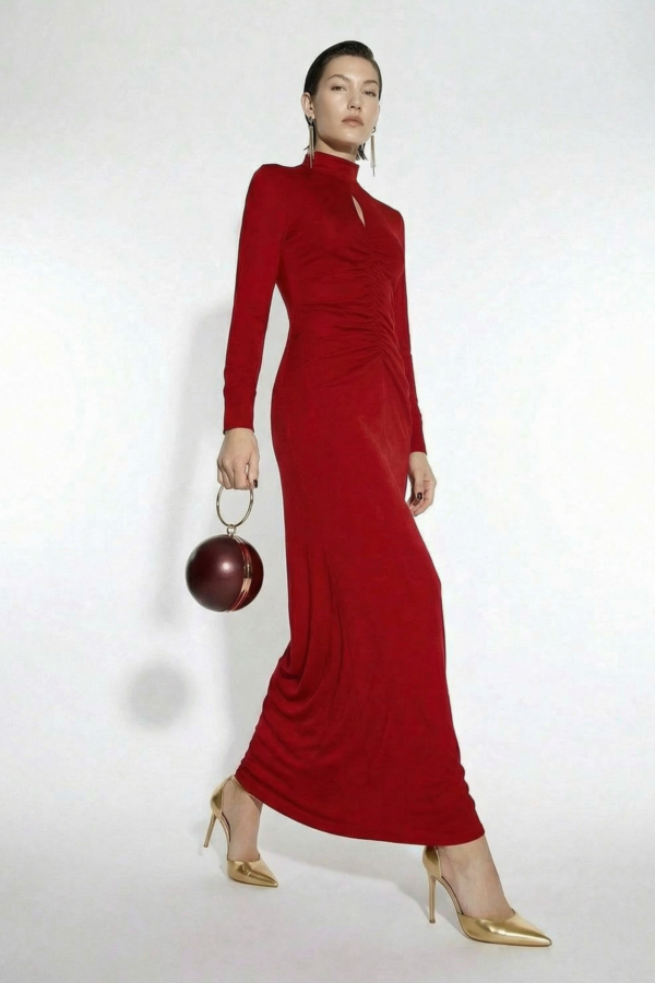 SUKIENKA MAXI MARSZCZONA BORDOWA