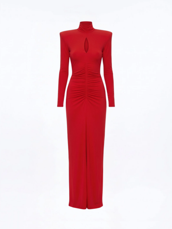 Sukienka Maxi Marszczona Czerwona „Red Elegance”
