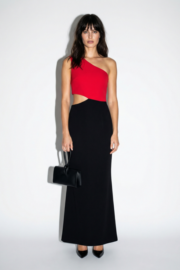 DWUKOLOROWA SUKIENKA ASYMETRYCZNA