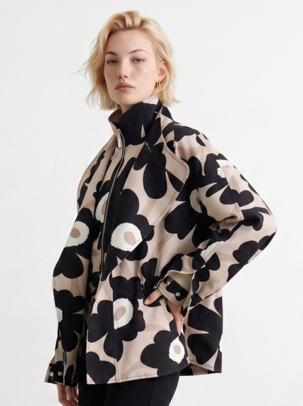Kurtka oversize w kwiatowy wzór